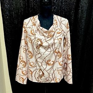 Chain Print Cowl Neck Blouse